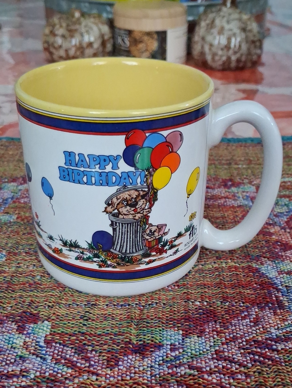 Happy Birthday Yellow-Interior Ceramic Mug